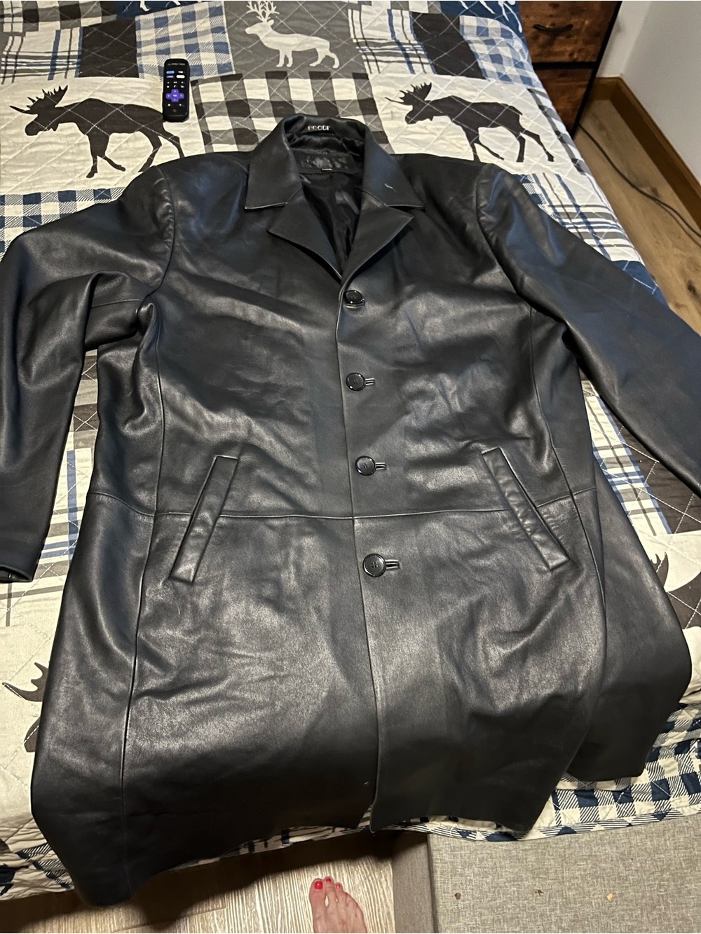 EUC MENS FAUX LEATHER TRENCH COAT SIZE 4XL